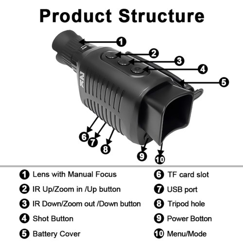 2K HD Telescope Night Vision Monocular Infrared Scope Digital Waterproof Photography Video Camera for Outdoor Hunting - Image 7