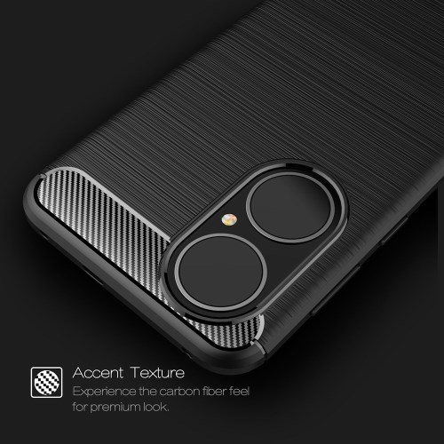 Børstet Carbon Fiber Texture TPU Cover Blødt telefoncover til Huawei P50 - Sort - Image 3
