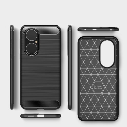 Børstet Carbon Fiber Texture TPU Cover Blødt telefoncover til Huawei P50 - Sort - Image 7