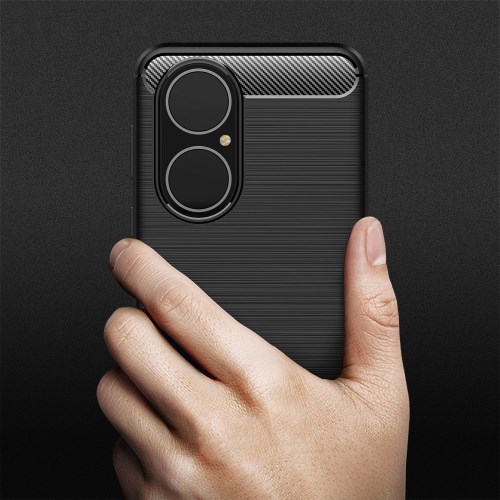 Børstet Carbon Fiber Texture TPU Cover Blødt telefoncover til Huawei P50 - Sort - Image 8