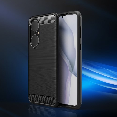 Børstet Carbon Fiber Texture TPU Cover Blødt telefoncover til Huawei P50 - Sort - Image 9